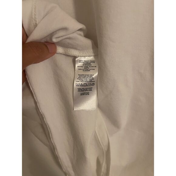 Ann Taylor Factory White Eyelet Flutter Sleeve Blouse Top Women’s Large L - Picture 4 of 5